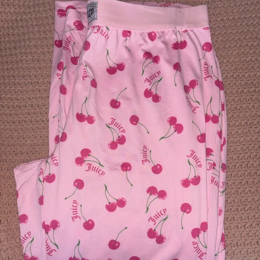 Juicy Couture Pajama Bottoms in Pink with Cherry Print